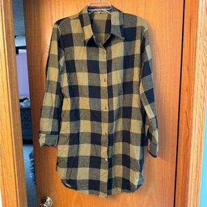 Black and Green Plaid women’s boutique shirt dress